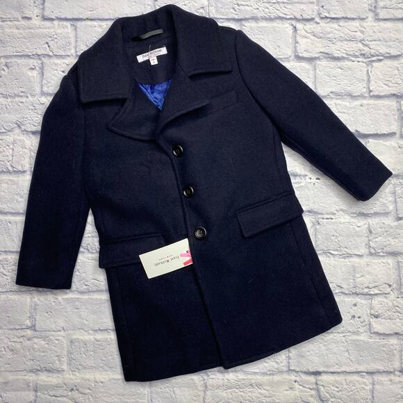 Isaac Mizrahi Single Breasted Wool Overcoat in Navy - Picture 1 of 9